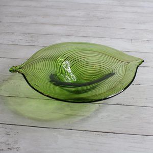 Echo Point Vintage Hand Blown Glass Green Leaf